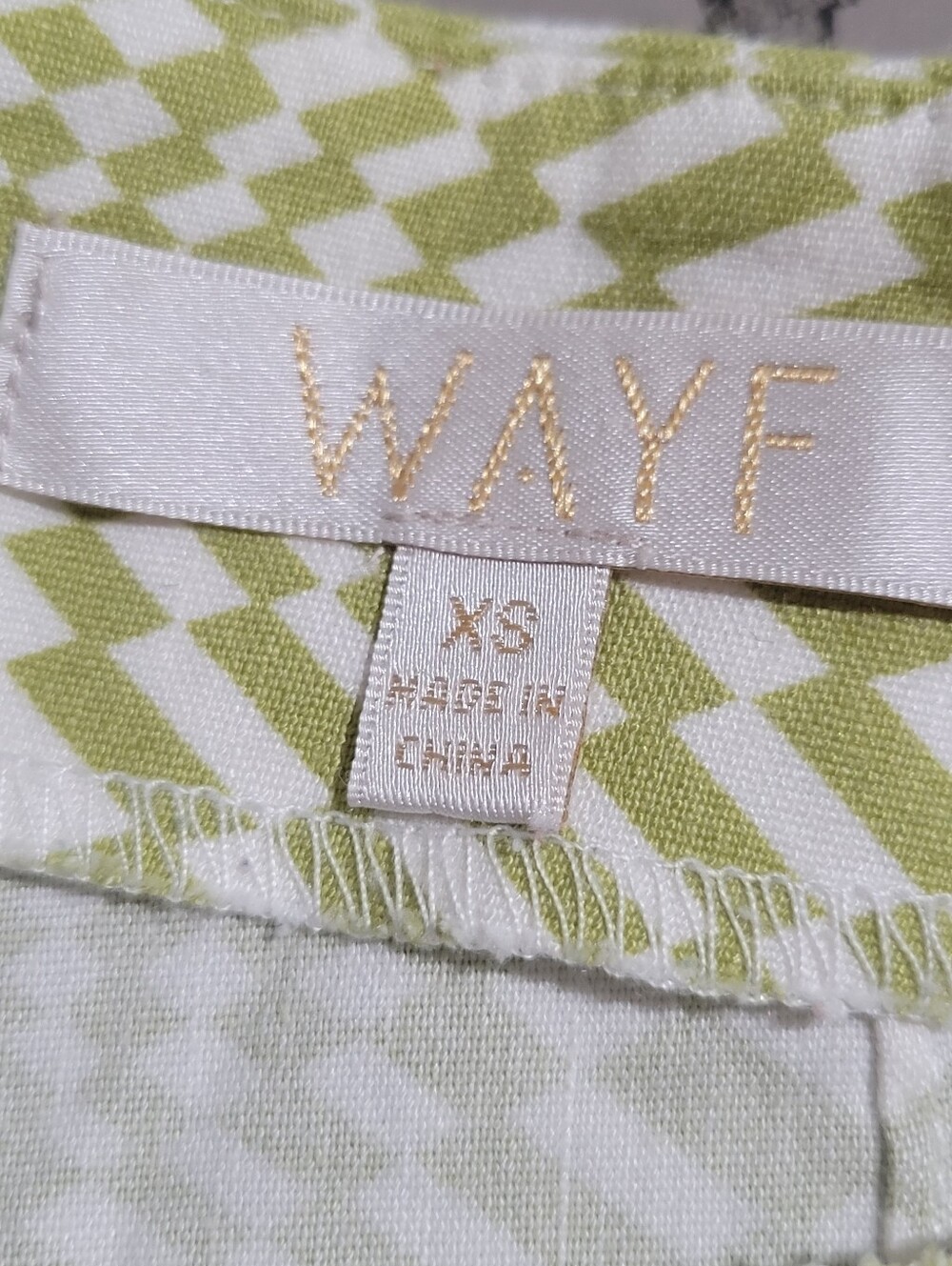 WAYF Green White Retro Checkerboard Flare Trouser Pants Size XS Linen Rayon - Picture 8 of 9